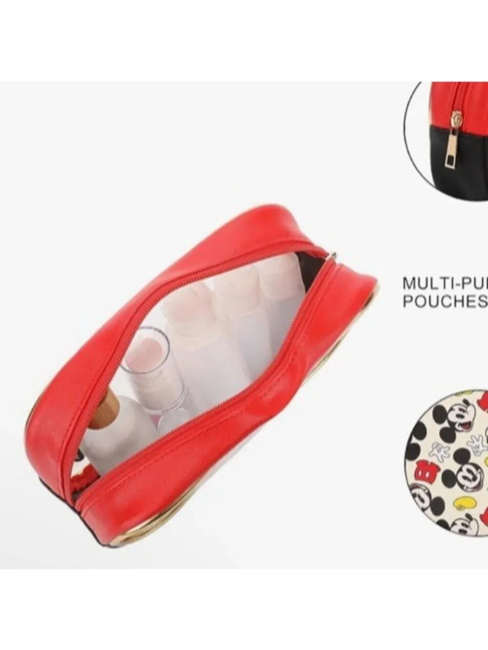 Disney Mickey Mouse Clear Cosmetic Case Makeup Bag Travel Bioworld NWT